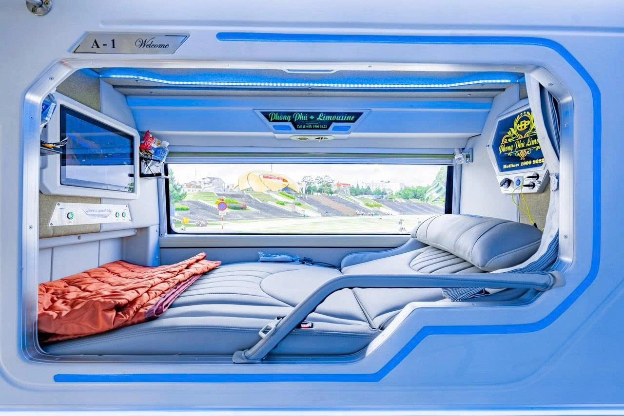 Premium 22-cabin sleeper bus with spacious private cabins and luxury bedding.