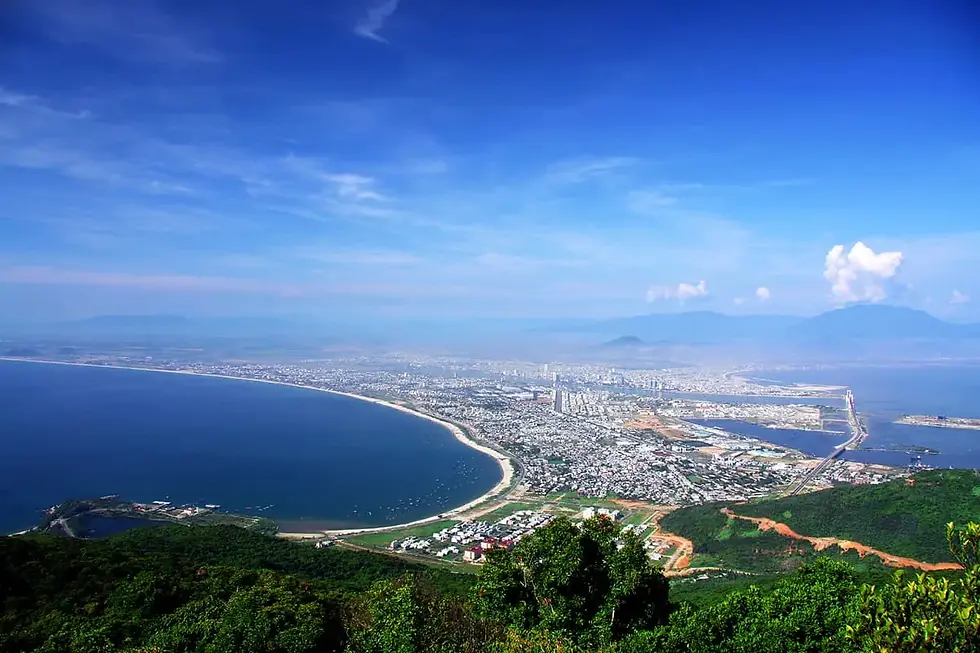Son Tra Peninsula overlooking the coastline of Da Nang, Vietnam.