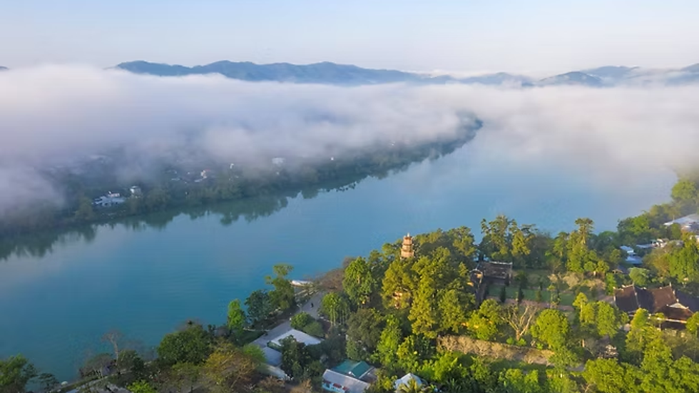 Linh Mu Pagoda on Perfume River in Hue Vietnam