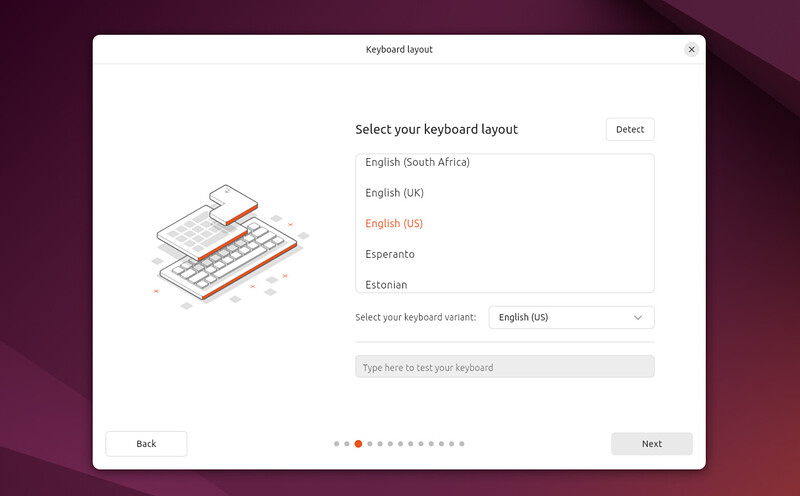 The old keyboard layout setup screen.