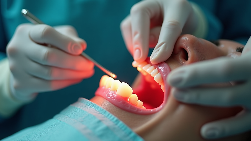 Close-up view of dental implant procedure in progress