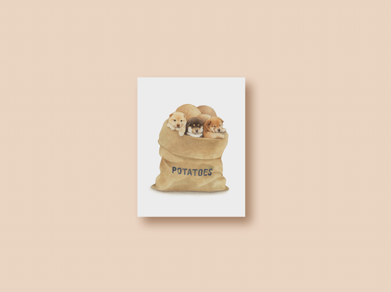 Shiba Inu Puppy Potatoes Mini Art Print/Postcard