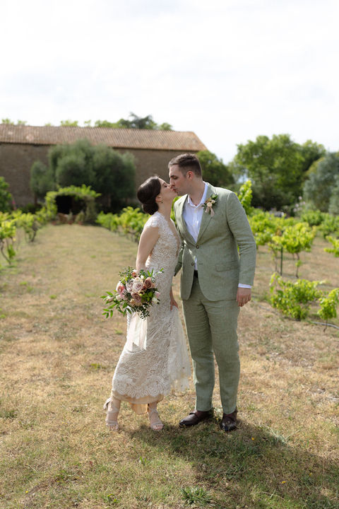 destination wedding couple at their chateau for their wedding