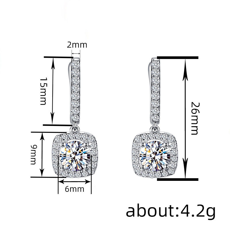 Thumbnail: Huitan New Trendy Square Shape Drop Earrings Brilliant Bridal Engagement Wedding