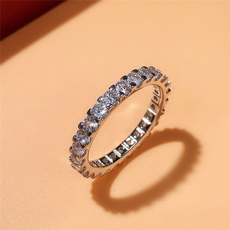 Thumbnail: Huitan New Trendy Thin Finger Rings Band with Shiny Cubic Zirconia Simple Stylis