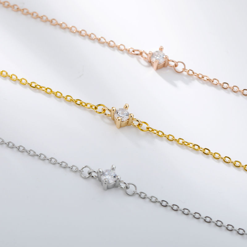 Thumbnail: Single Zircon Circle Bead Bracelets For Women Stainless Steel Bracelet Summer Je