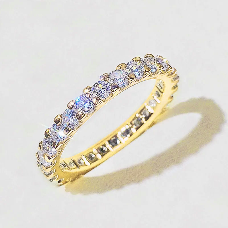 Thumbnail: Huitan New Trendy Thin Finger Rings Band with Shiny Cubic Zirconia Simple Stylis
