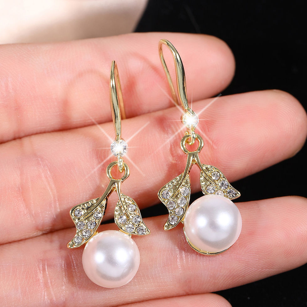 Thumbnail: 2 Women's Silver Needle Bow Studded With Diamond Pearl Earrings, Fashionable And
