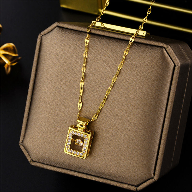 Thumbnail: New In Light Luxury Zircon Crystal Stainless Steel Necklaces For Women Korean Fa