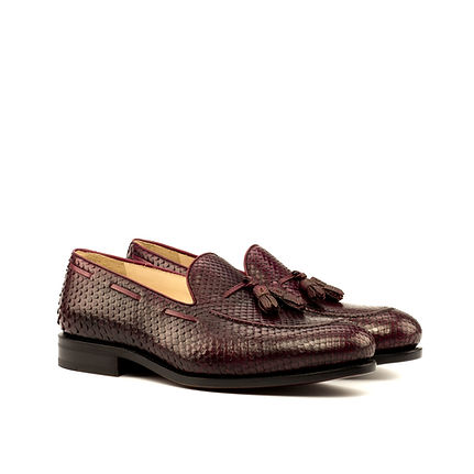 Exotic Goodyear Welted Loafer - Burgundy Python-Painted Pebble Grain Burgundy-Ang5.JPG
