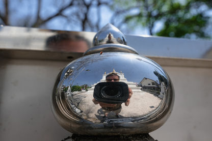 Selfie reflection, temple mirrored, 2025 - Thailand