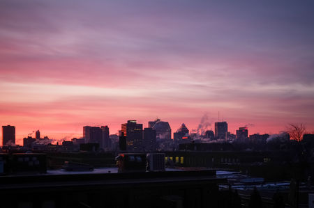 montreal, downtown, sunset, city skyline