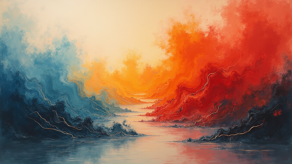 Eye-level view of a large-scale Ku Chi-Chun painting showcasing intricate color layering