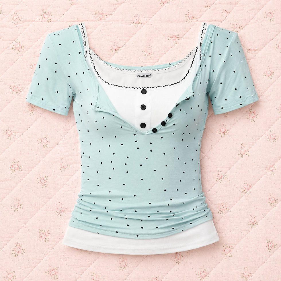 Miniatura: Conjunto de duas peças feminino Deeptown com estampa de bolinhas