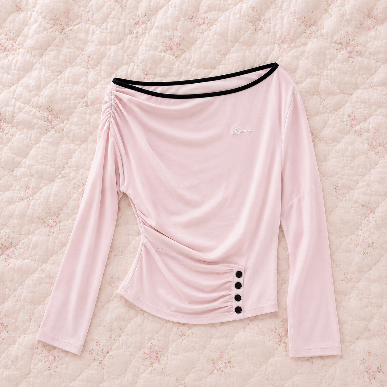 Camisetas Deeptown, com ombros à mostra, rosa e cinza