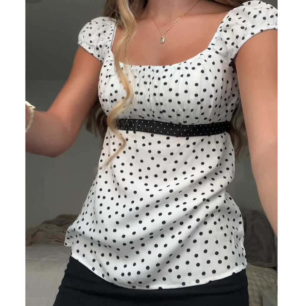 Miniatura: Blusa feminina babydoll com estampa de bolinhas