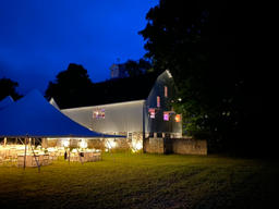 wedding barn at night