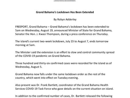 Grand Bahama's Lockdown Has Been Extended