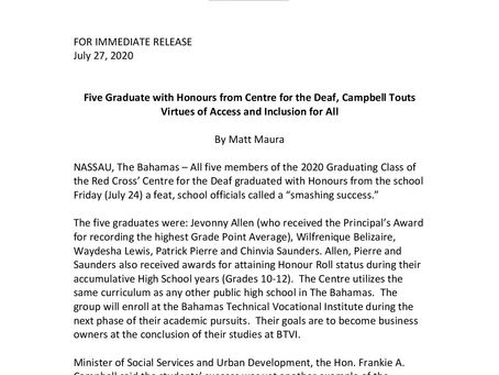 Five Graduate with Honours from Centre for the Deaf