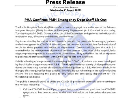 PHA Confirms PMH Emergency Department Staff Sit-Out