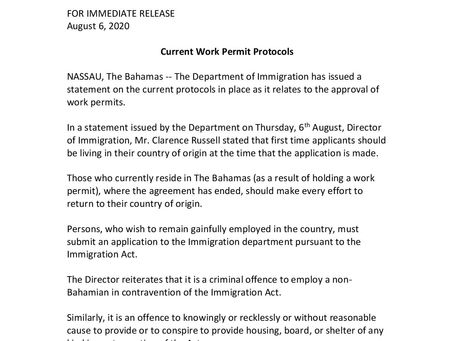 Press Release - Current Work Permit Protocols