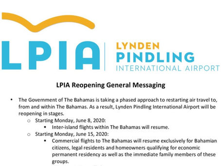 Lynden Pindling International Airport Reopening General Messaging