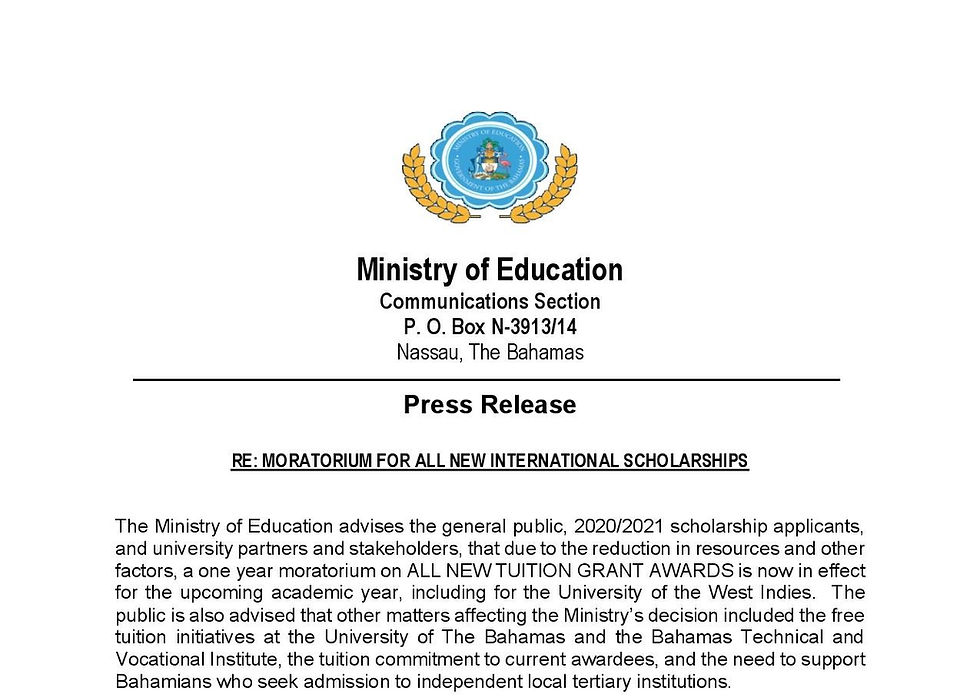 Moratorium For All New International Scholarships