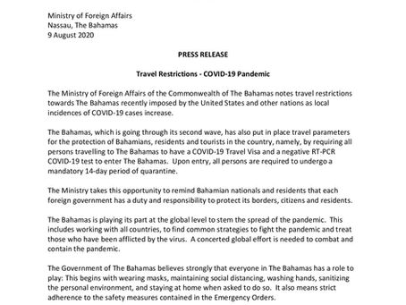 Press Release - Travel Restrictions - Covid-19 Pandemic