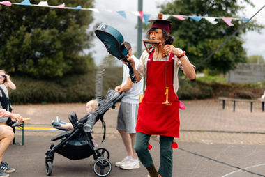 Man holding instruments