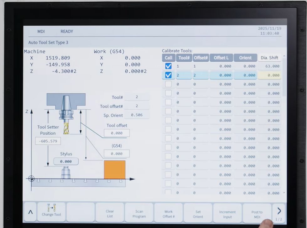 Post to MDI and press Cycle Start