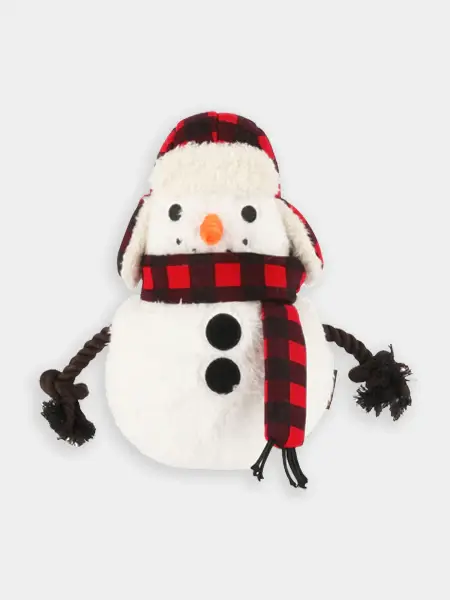 Peluche pour chien avec corde - Bonhomme de Neige