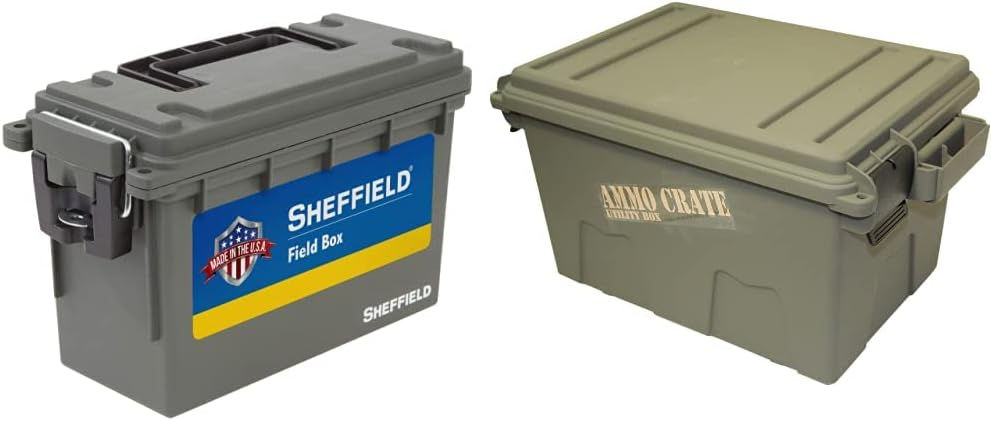 Sheffield 12626 Field Box, Plastic Ammo Can for Pistol, Rifle, and Shotgun Ammo
