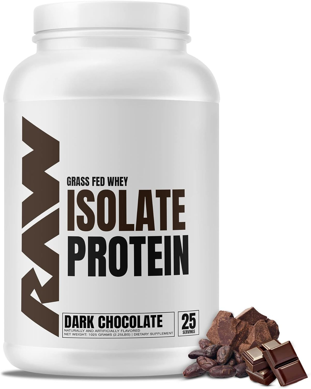 RAW Whey Isolate Protein Powder, Dark Chocolate - 100% Grass-Fed Sports Nutriti
