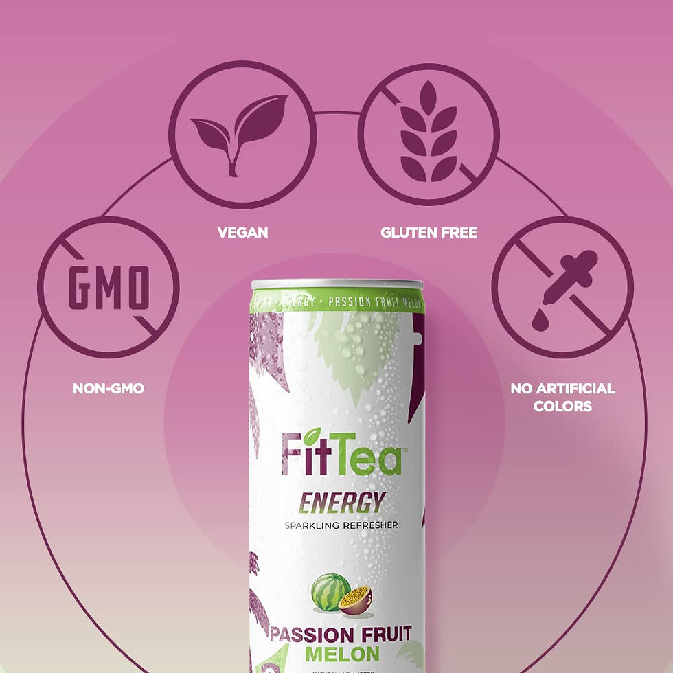 Thumbnail: Fit Tea Healthy Energy Drink 12 Fl Oz - Passionfruit Melon Sparkling Refresher