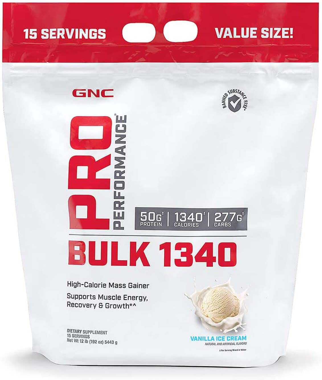 GNC Pro Performance Bulk 1340 - Vanilla Ice Cream, 9 Servings, Supports Muscle