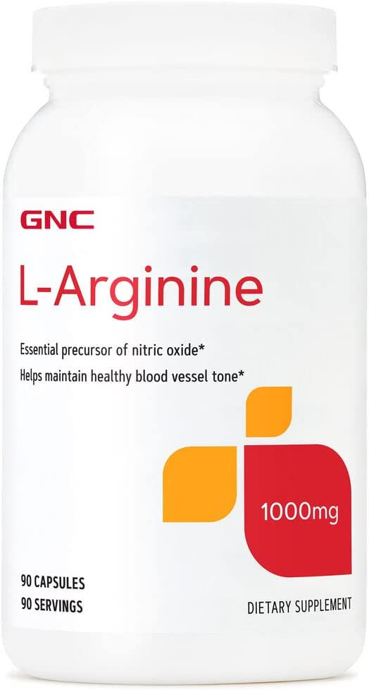 GNC L-Arginine Capsules 1000mg, 90 Capsules, Increases Nitric Oxide Productioin