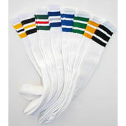 8pk classic old school White Striped Tube Socks