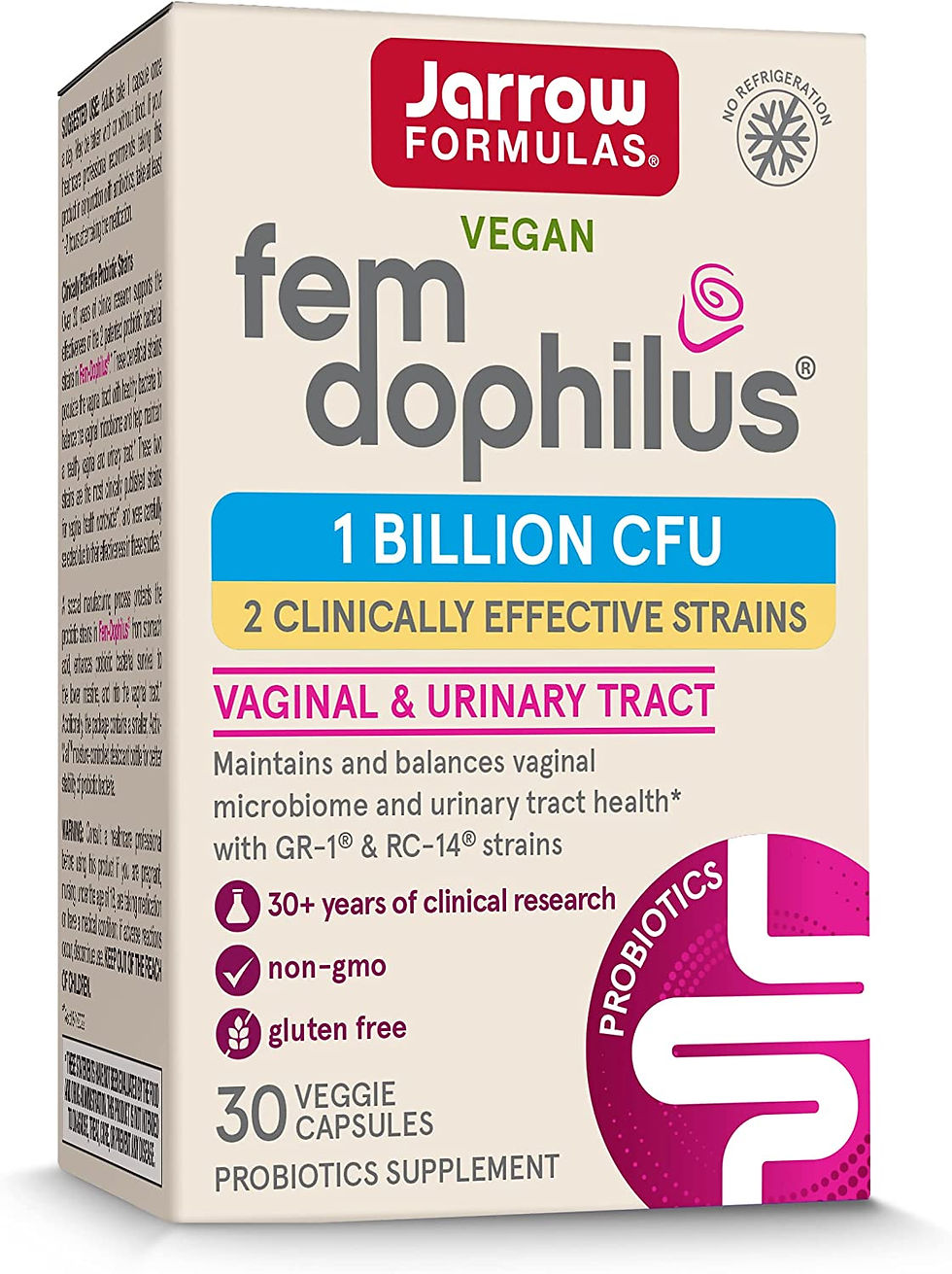 Jarrow Formulas Fem-Dophilus - Women’s Probiotic Supplement - 60 Veggie Caps -