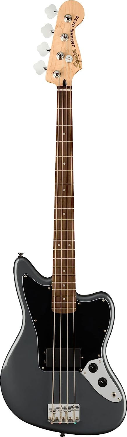 Thumbnail: Fender Squier Affinity Jaguar Bass H - Charcoal Frost Metallic Bundle with Rumb
