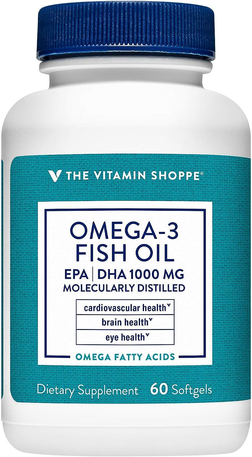 The Vitamin Shoppe Omega 3 Fish Oil 1,000MG, EPA 300mg DHA 200mg, Purity Assure