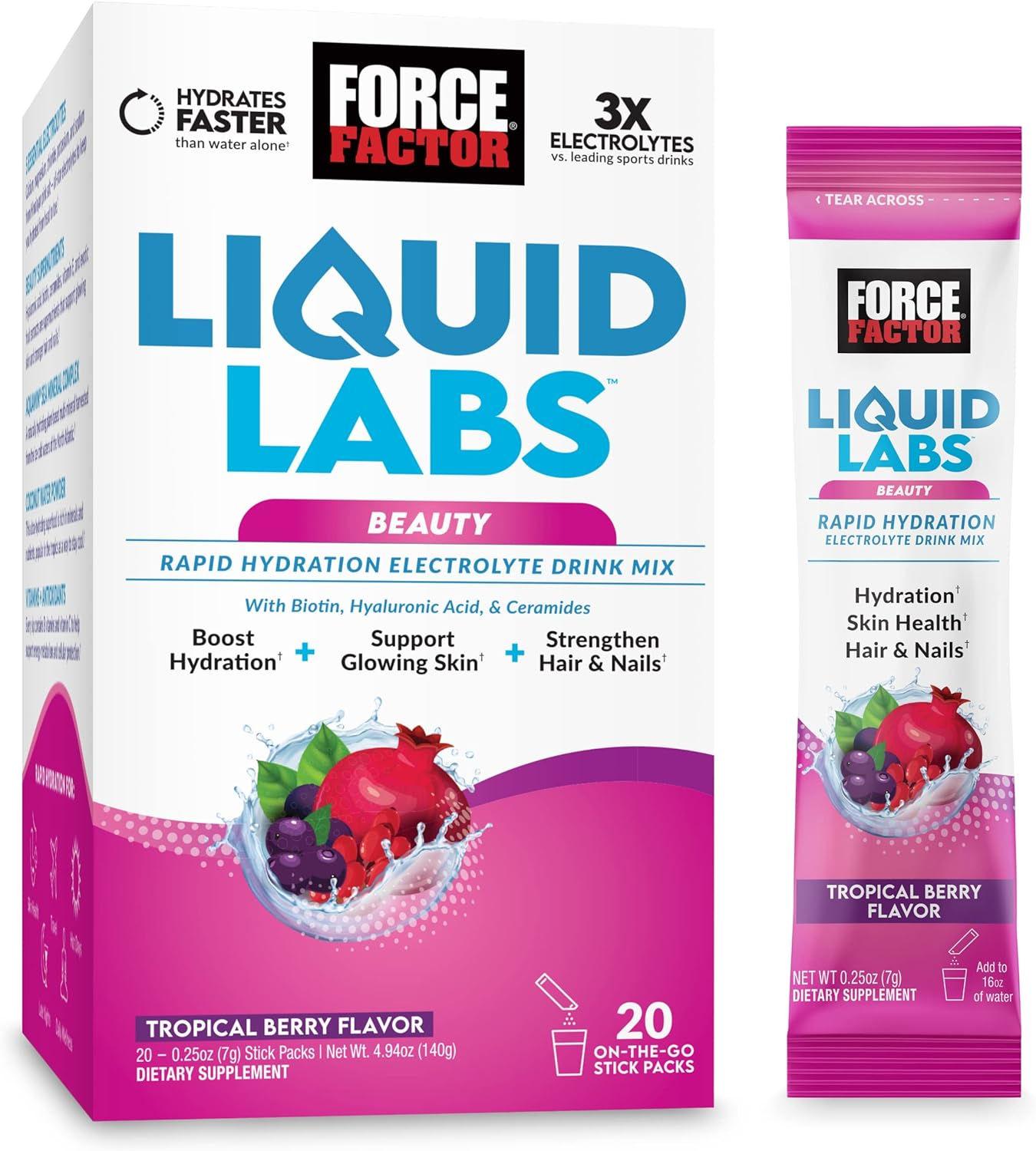 FORCE FACTOR Liquid Labs Electrolytes Powder, Hydration Packets to Make Electro