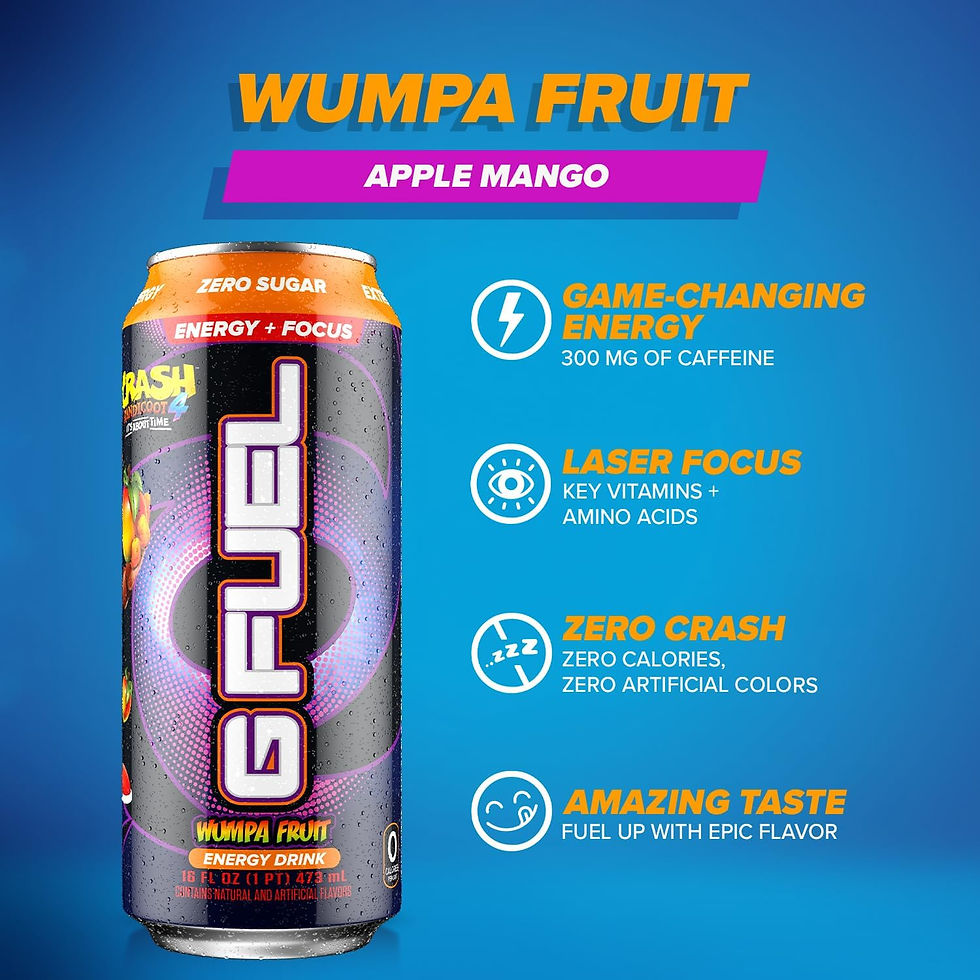 Thumbnail: G Fuel Crash Bandicoot Energy Drink, Sugar Free, Healthy Drinks, Zero Calorie,