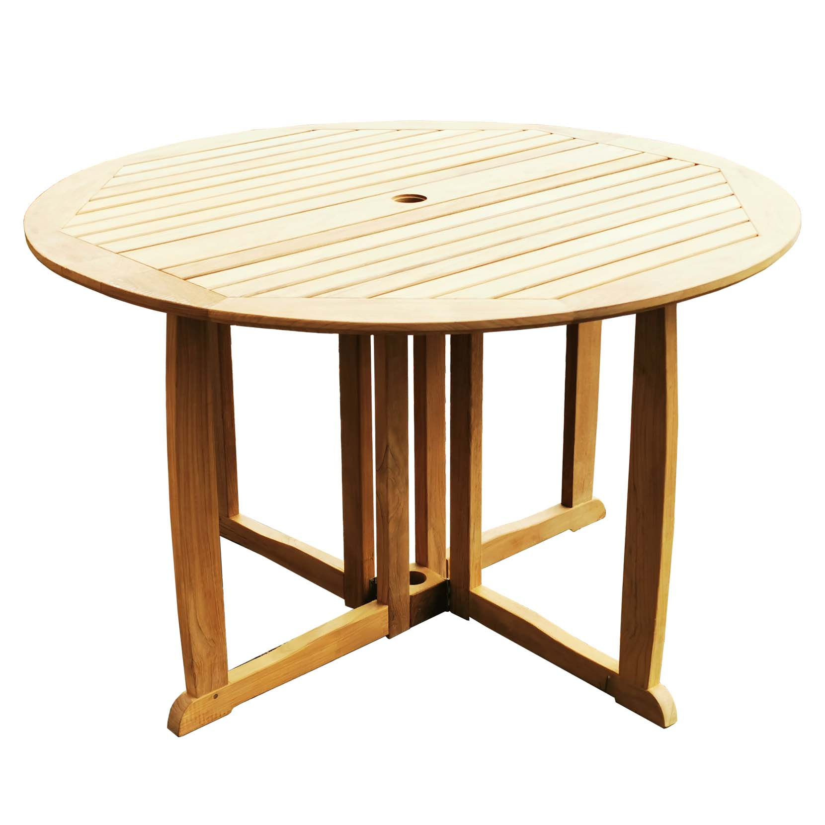 Klapp Rund Tisch 120 cm aus Java Teakholz