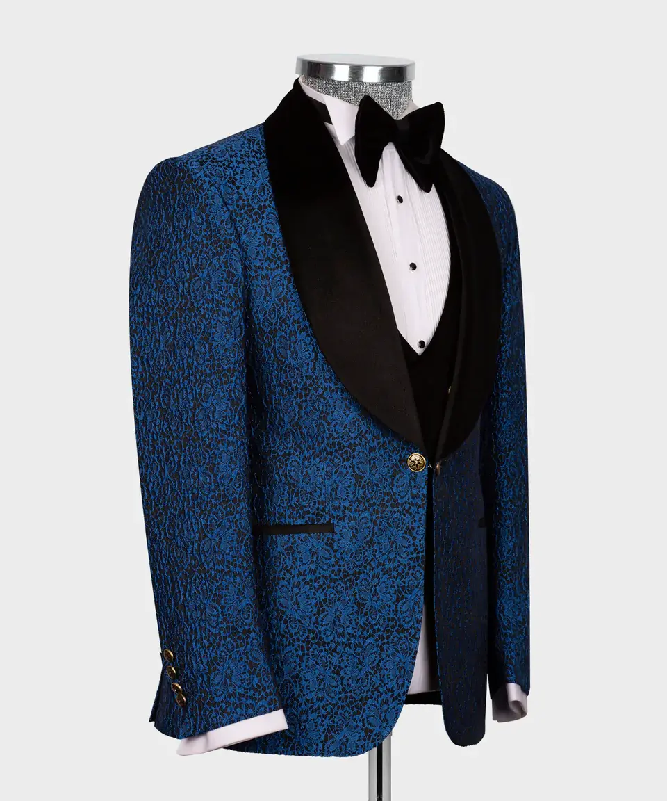 Thumbnail: Black collar blue tuxedo 