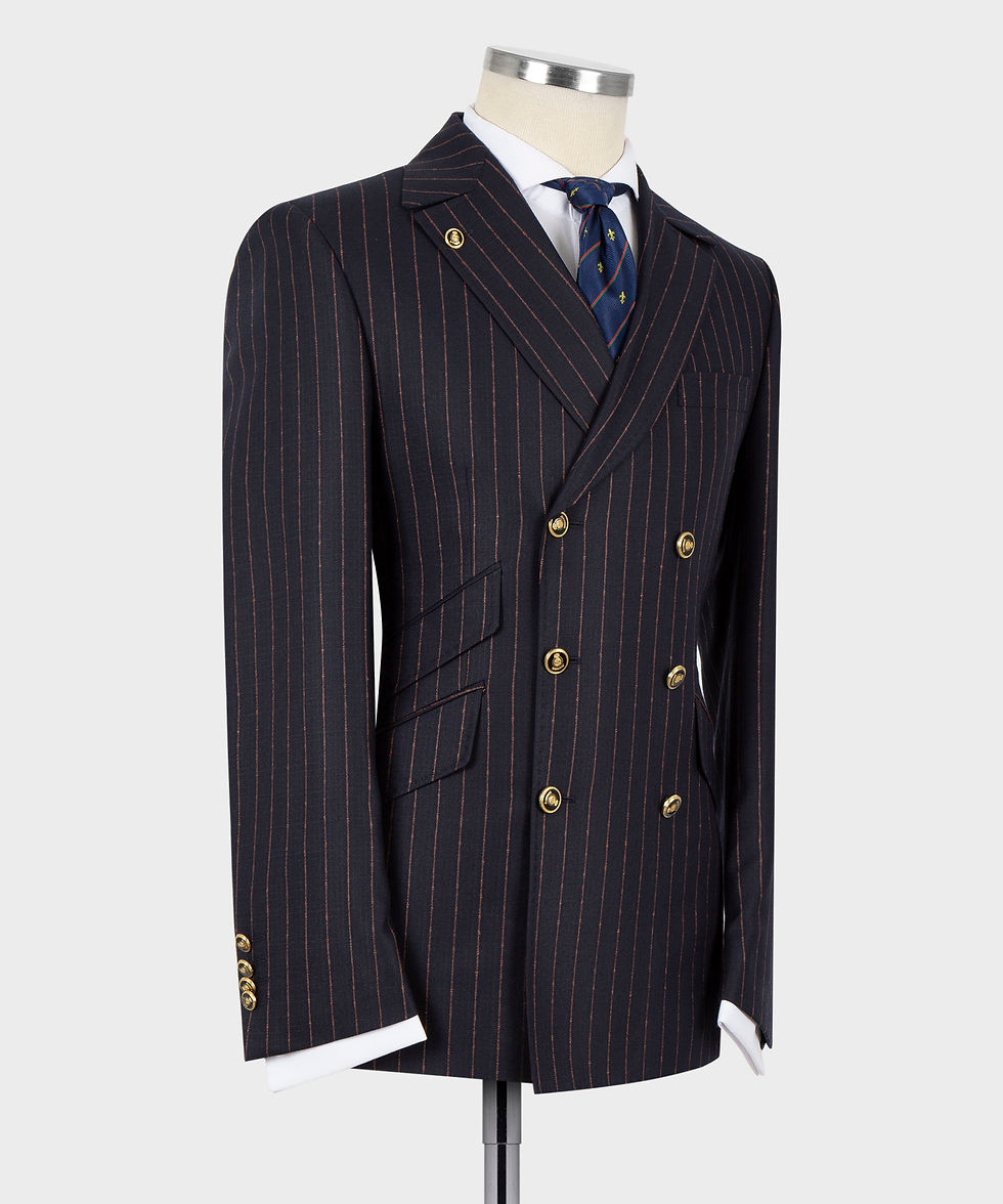 Thumbnail: Charcoal Slim Fit Double Breasted Pin Striped 2 Piece Suit