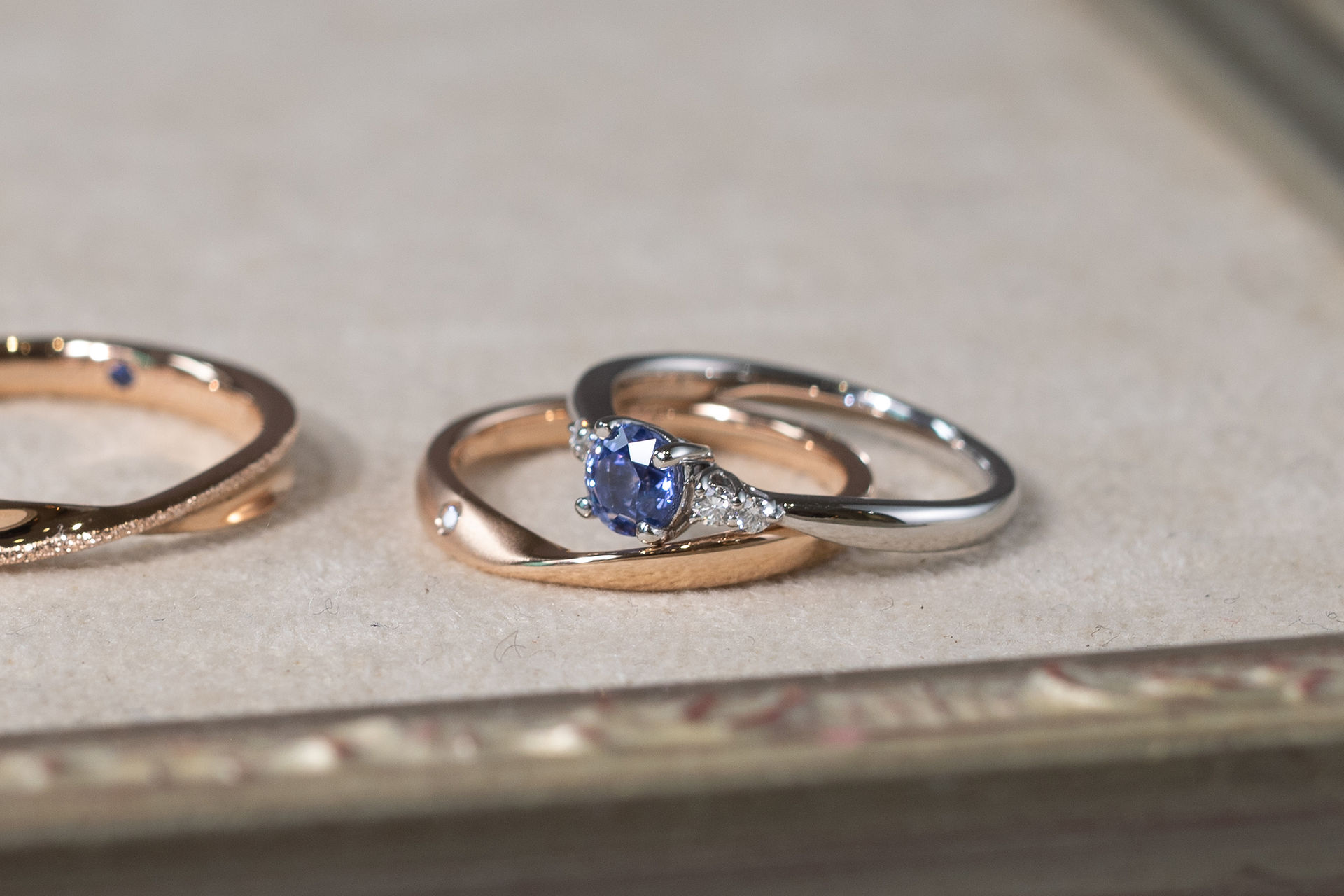 stackable Blue Sapphire Engagement Ring