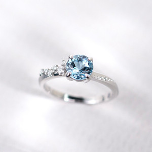 Bespoke Aquamarine Engagement Ring inspired by Starry SkyBespoke Aquamarine Engagement Ring inspired by Starry Sky