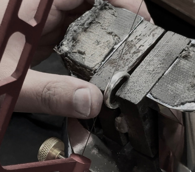 Japanese textured wedding band making