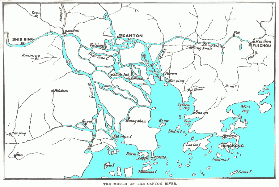 Map showing Lingding and other islands at the mouth of the Pearl River