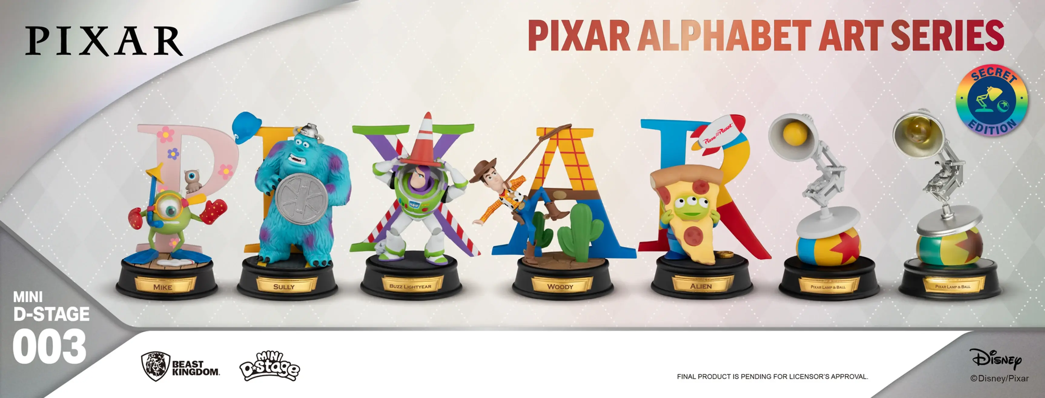 Disney 100TH - Pixar Alphabet Art - Pack 6 Diorama Stage 10cm